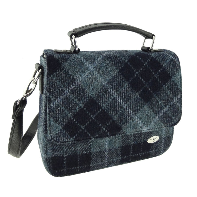 Harris Tweed 'Thurso' Square Bag Grey/Black Tartan