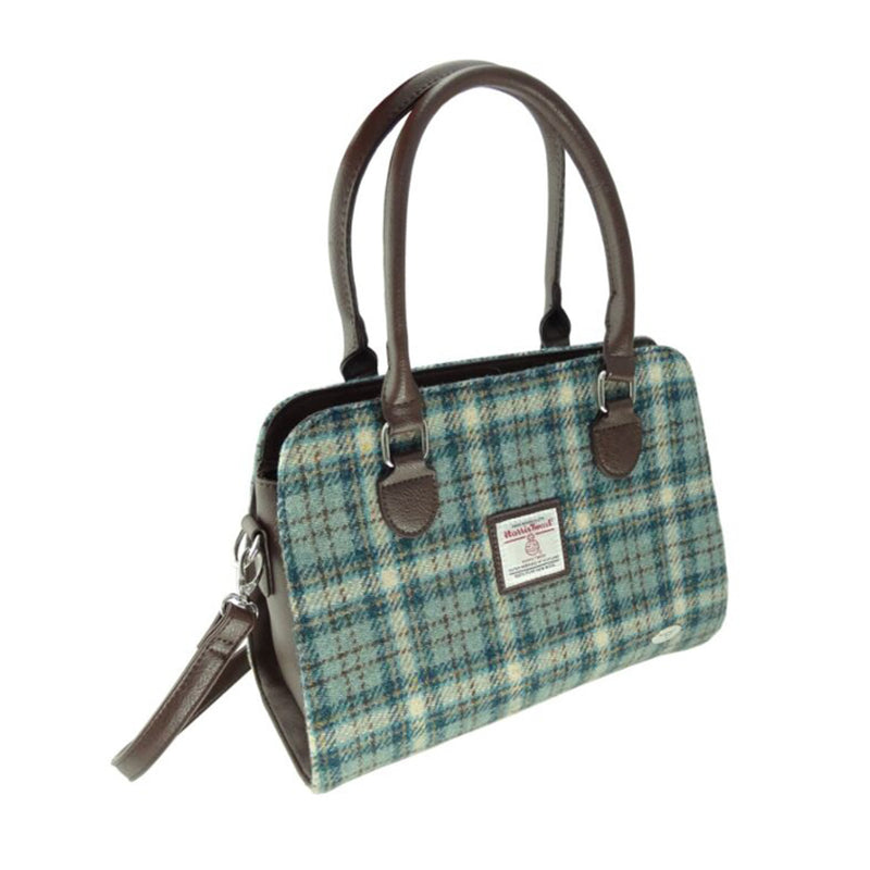 Harris Tweed Midi Tote Bag Findhorn Duck Egg Cream Chk