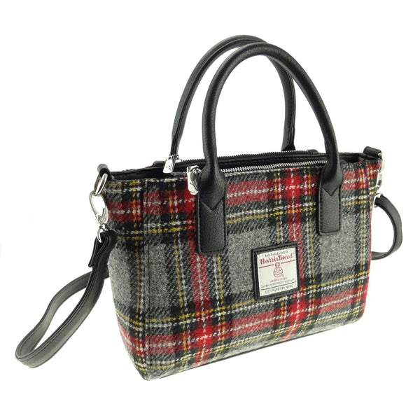 Small Tote Bag With Shoulder Strap Brora Grey/Red Tartan