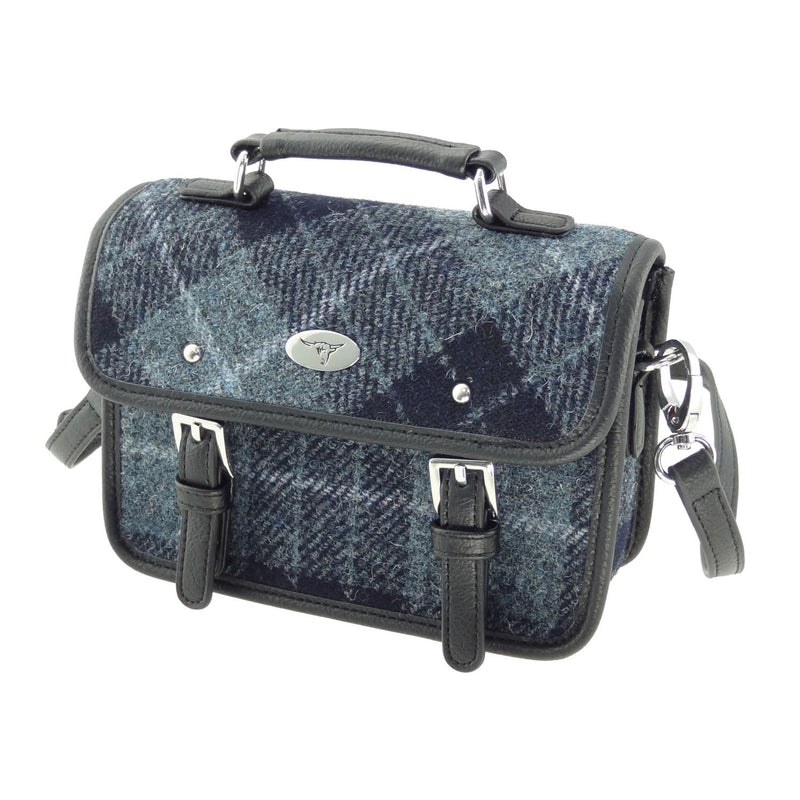Harris Tweed Bervie Mini Satchel Grey/Black Tartan