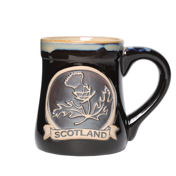 Stoneware Mug With Thistle Black