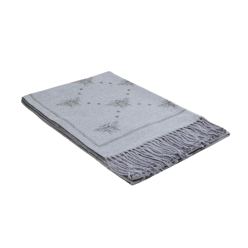 Supersoft Bee Scarf (With Tassels) Grey