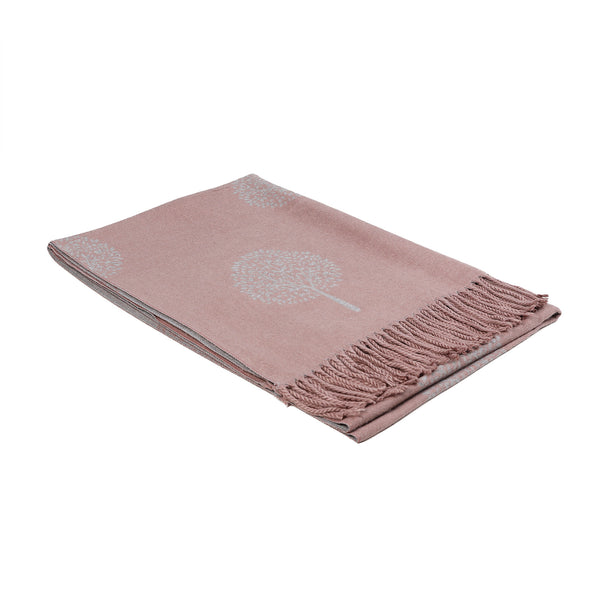 Supersoft Tree Of Life Scarf (W/Tassels) Dusky Pink