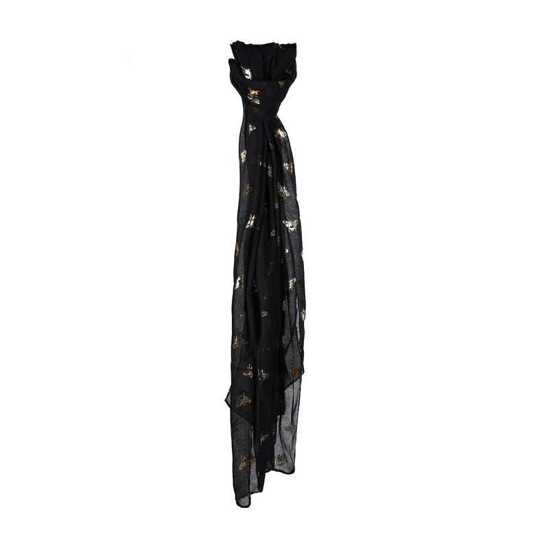 Bee Thin Scarf Black