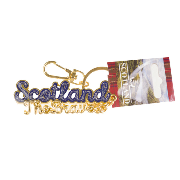 Metal Keyring Glitter Blue - Scotland