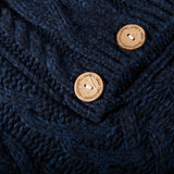 Aran Cable Button Shawl Neck Poncho