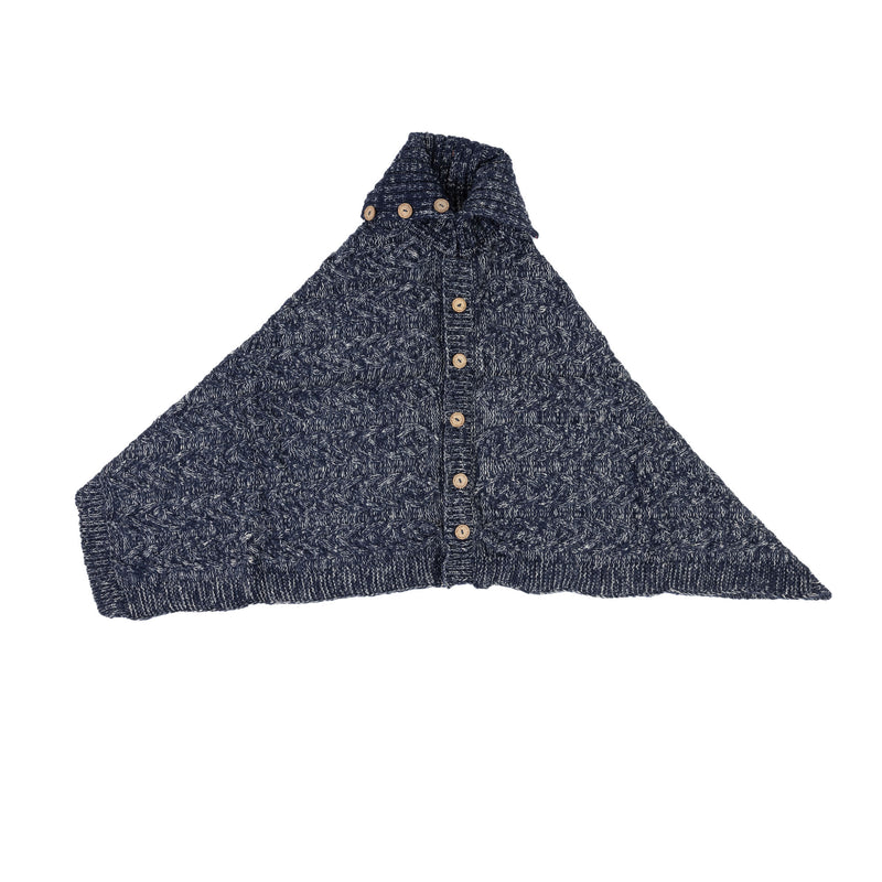 Aran Cable Button Rib Polo Poncho