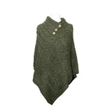 Aran Cable Button Shawl Neck Poncho