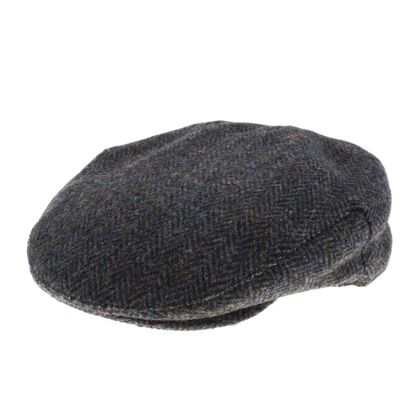 Men's Harris Tweed Stornoway Flat Cap 2012 Grey/Blue Herringbone