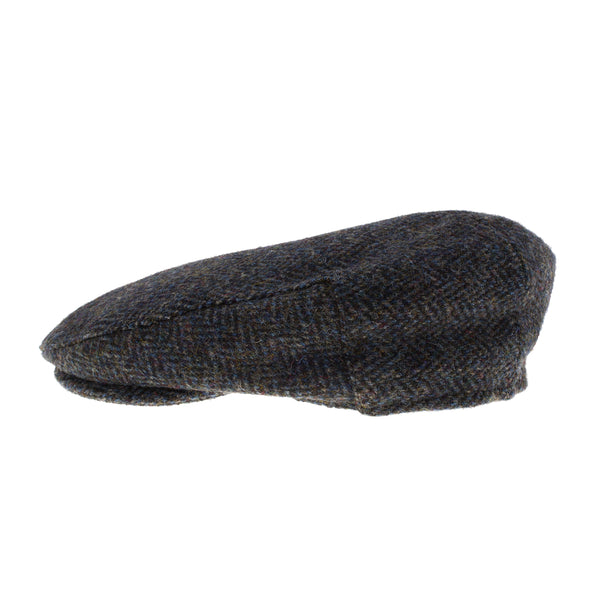 Men's Harris Tweed Stornoway Flat Cap 2012 Grey/Blue Herringbone