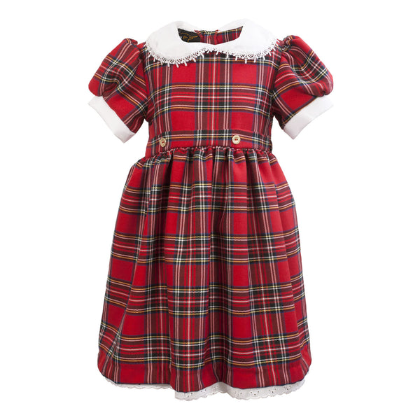 Girls Tartan Dress With Belt Stewart Royal