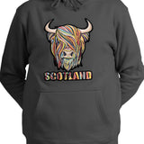 Adults Pastel Highland Cow Hooded Top Charcoal