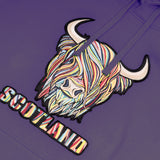 Adults Pastel Highland Cow Hooded Top Purple