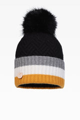 Andie Stripe Pom Hat - Faux Fur - Dunedin Cashmere