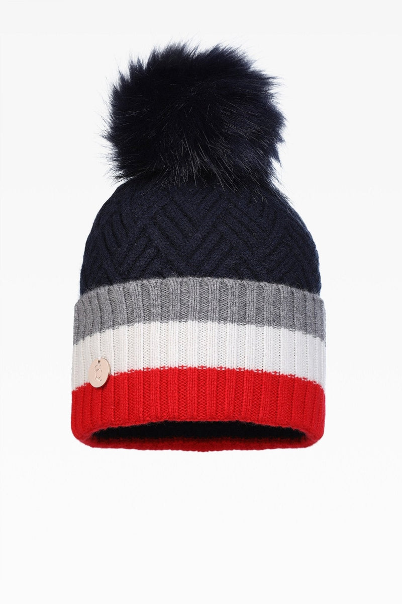 Andie Stripe Pom Hat - Faux Fur - Dunedin Cashmere