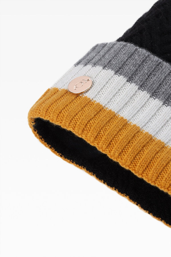 Andie Stripe Pom Hat - Faux Fur - Dunedin Cashmere