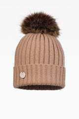 Ava Rib Pom Pom Hat - Faux Fur - Dunedin Cashmere