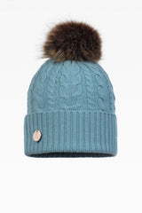 Eve Cable Pom Pom Hat - Faux Fur - Dunedin Cashmere