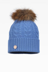 Eve Cable Pom Pom Hat - Real Fur - Dunedin Cashmere