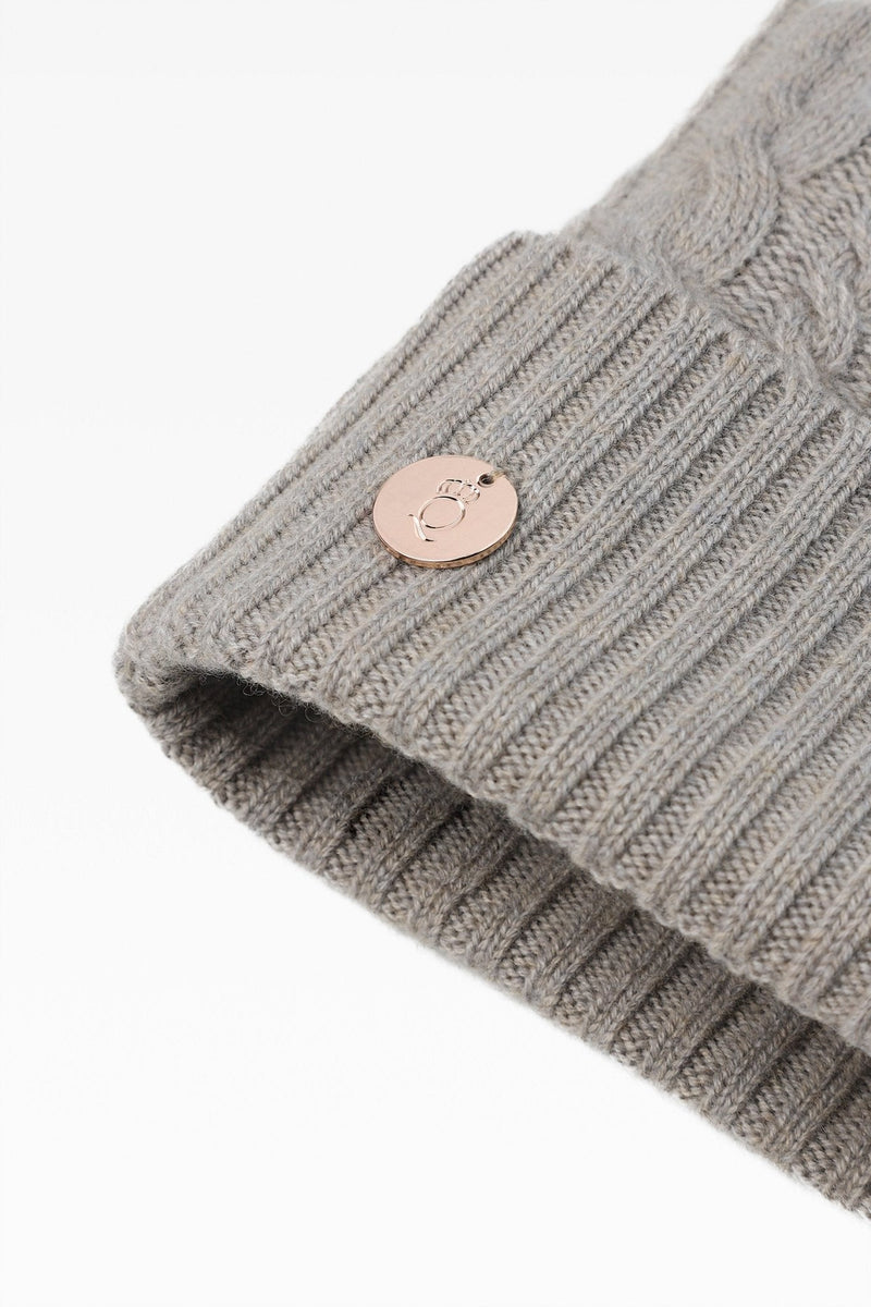 Eve Cable Pom Pom Hat - Real Fur - Dunedin Cashmere