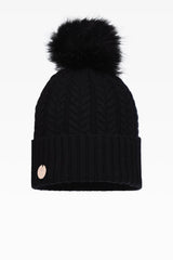 Georgie Cable Rib Pom Pom Hat - Faux Fur - Dunedin Cashmere