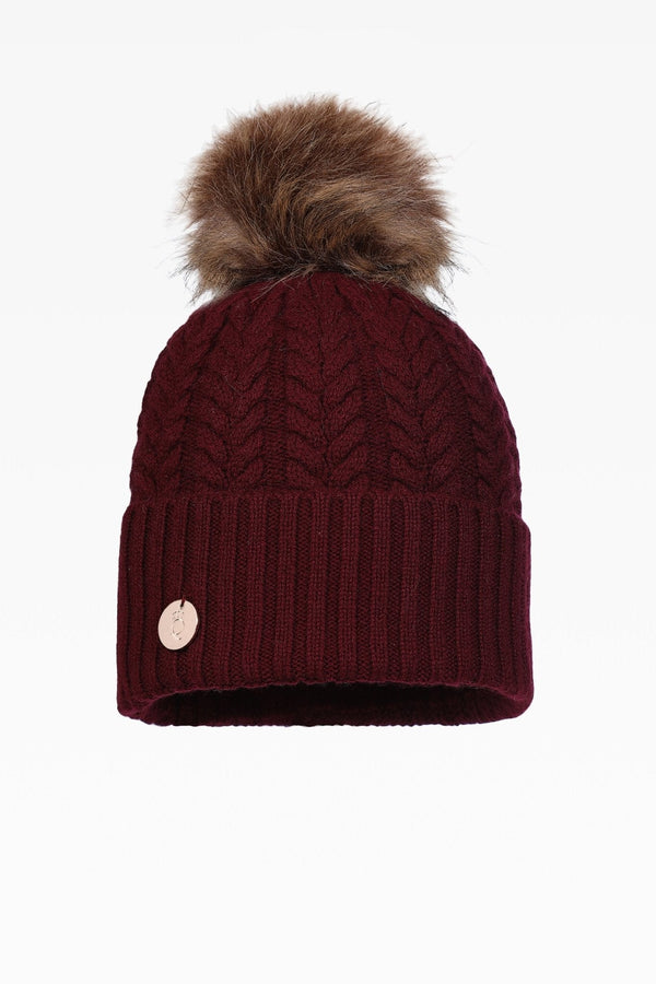 Georgie Cable Rib Pom Pom Hat - Faux Fur - Dunedin Cashmere