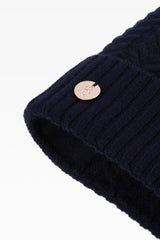 Georgie Cable Rib Pom Pom Hat - Faux Fur - Dunedin Cashmere