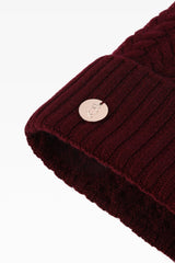 Georgie Cable Rib Pom Pom Hat - Real Fur - Dunedin Cashmere