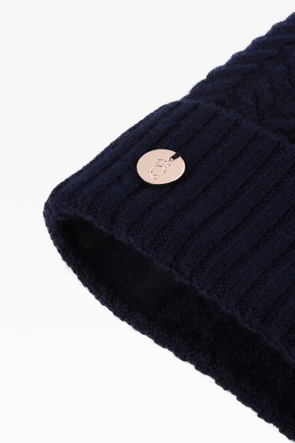 Georgie Cable Rib Pom Pom Hat - Real Fur - Dunedin Cashmere