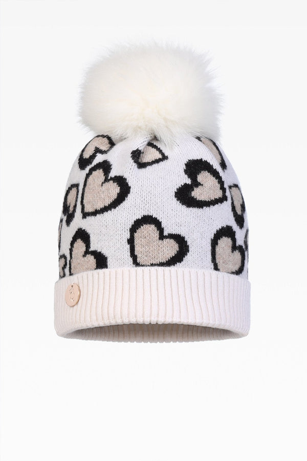 Lily Heart Pom Pom Hat - Real Fur - Dunedin Cashmere