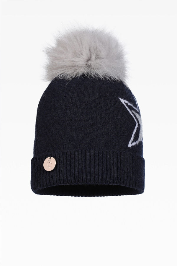 Lola Star Pom Pom Hat - Real Fur - Dunedin Cashmere