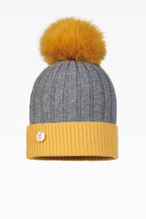 Olivia Pom Pom Two Tone Hat - Faux Fur - Dunedin Cashmere