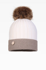 Olivia Pom Pom Two Tone Hat - Faux Fur - Dunedin Cashmere