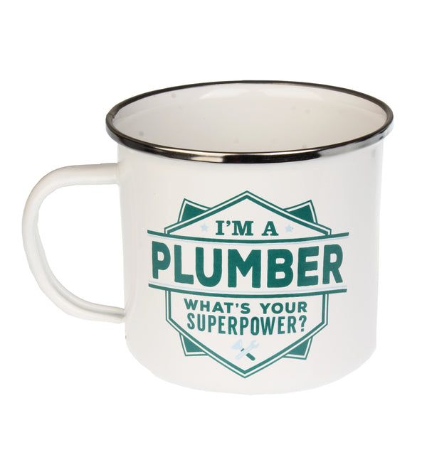 Enamel Personalised Camping Style Mug Plumber