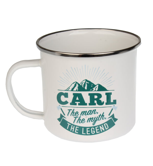 Enamel Personalised Camping Style Mug Carl