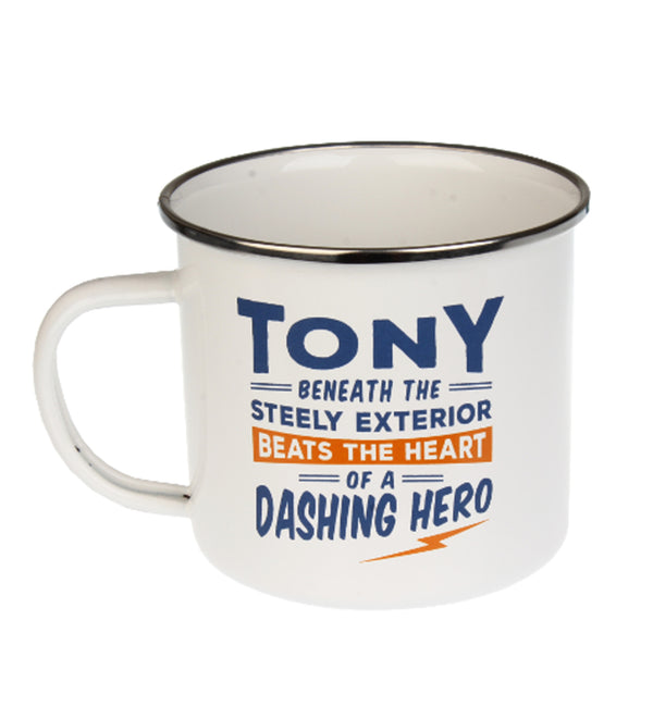 Enamel Personalised Camping Style Mug Tony