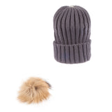 Rib Pom Pom Hat Dark Grey/Natural