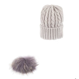 Cable Pom Pom Hat Light Grey/Grey