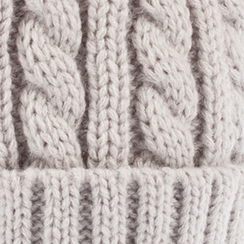Cable Pom Pom Hat Light Grey/Grey