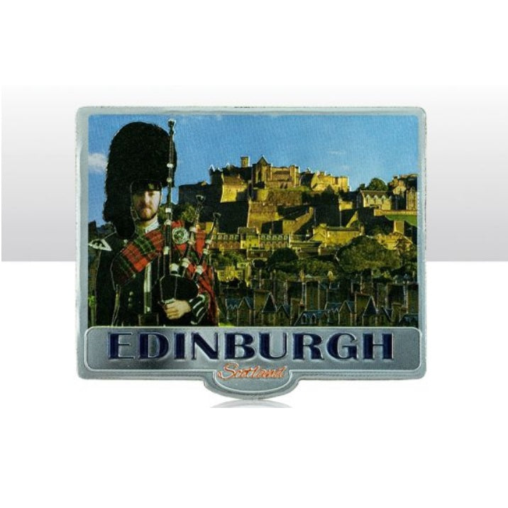 Edinburgh Castle & Piper Foil Magnet