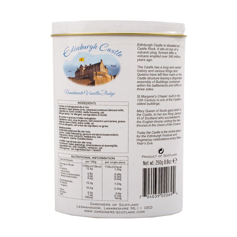 Handmade Vanilla Fudge - 250G Edinburgh Castle Tin