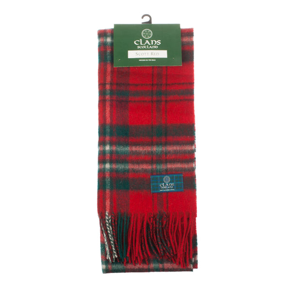 Lambswool Scottish Tartan Clan Scarf Scott Red