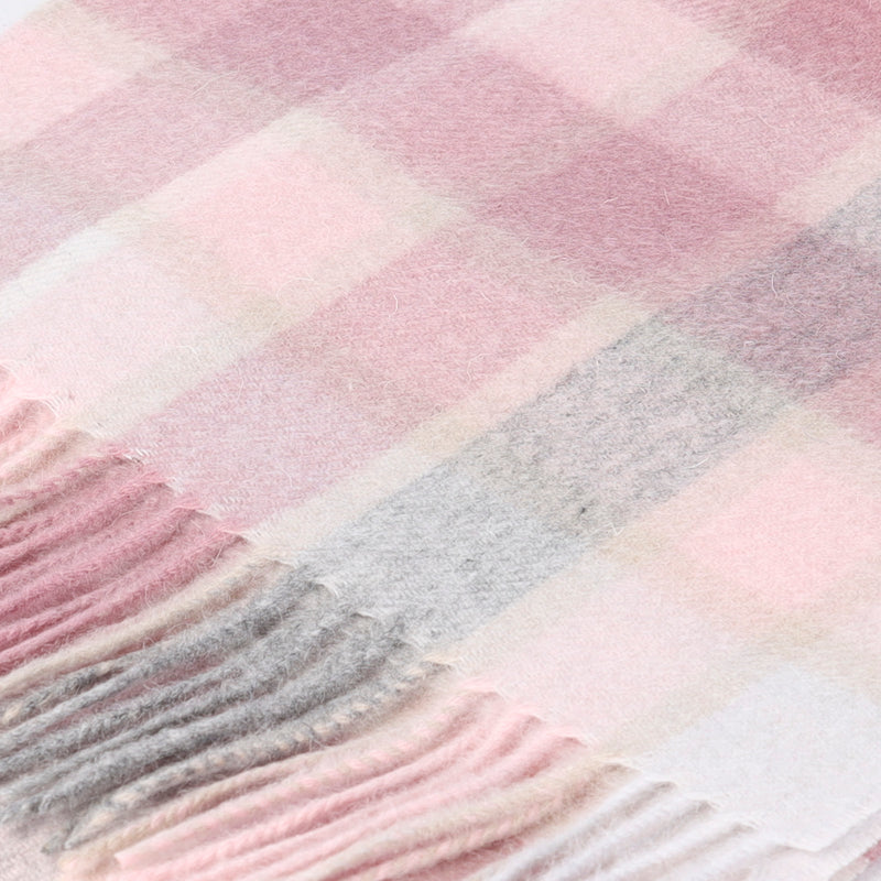 Edinburgh 100% Lambswool Tartan Scarf Artillery Check Light Pink