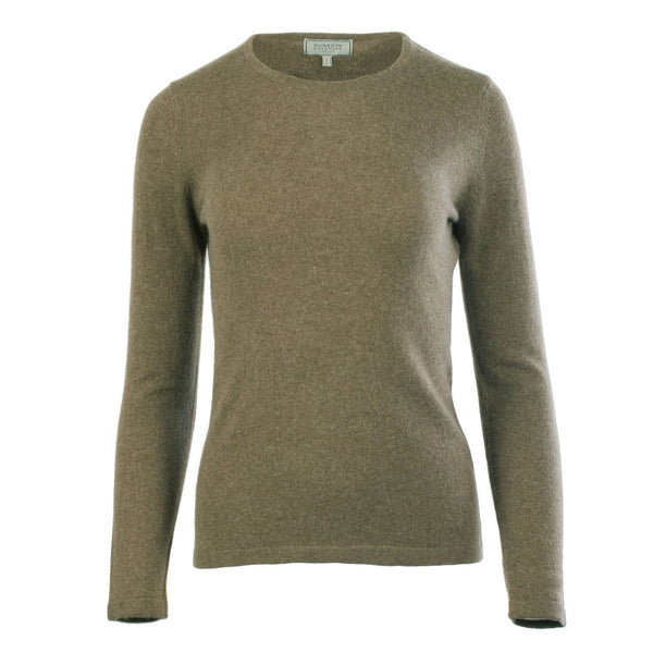 100% Cashmere Ladies Fashion Crew Neck Olive