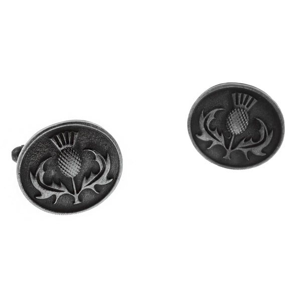 Thistle Oval Cufflinks Antique Finish