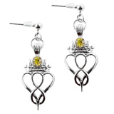 Celtic Heart Birthstone Drop Earrings May