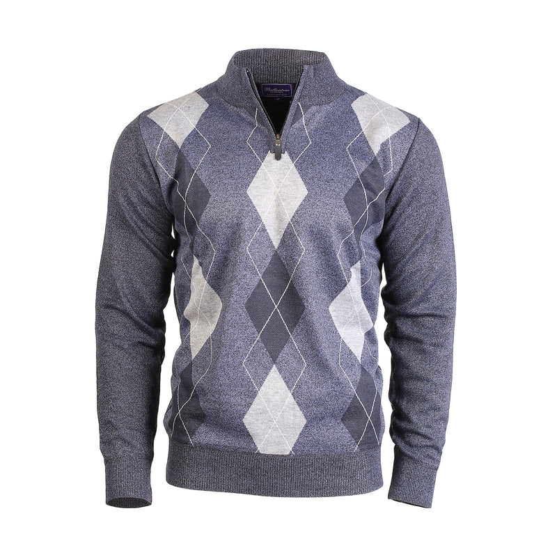 Argyle Ballantrae Jumper Half Zip Blue Melange