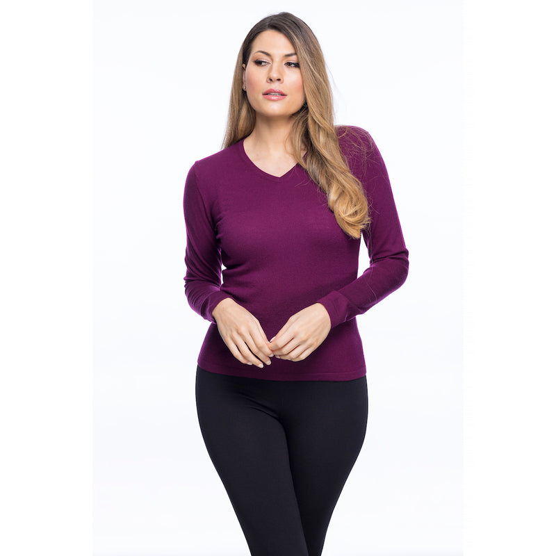 Ladies Merino Wool V Neck Jumper Eminence