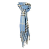 Chequer Tartan 90/10 Cashmere Stole Blue