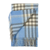 Chequer Tartan 90/10 Cashmere Stole Blue